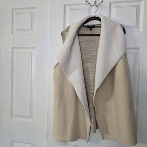 Elegant Cream Layered Vest with Waterfall Lapels